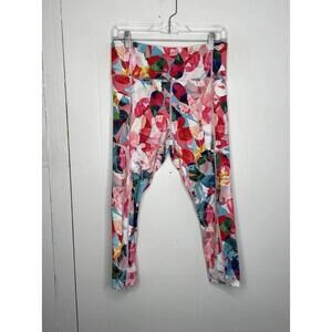 Zyia Active Leggings Womens 12 Watercolor Vibrant Abstract Cropped Yoga Workout